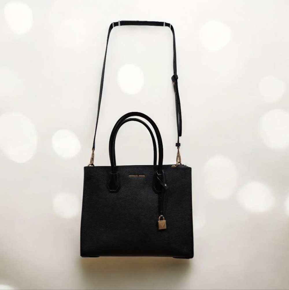 MICHAEL KORS Mercer large Acrdion Conv CROSSBODY LEATHER HANDBAG Tote
